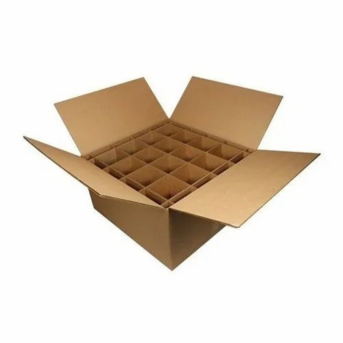 Partition Corrugated Box - Virgin Kraft Paper, 10 Kg Weight Capacity, Brown Color, Type A Flute(Thickness 1/4), Laminated Coating, Biodegradable Property