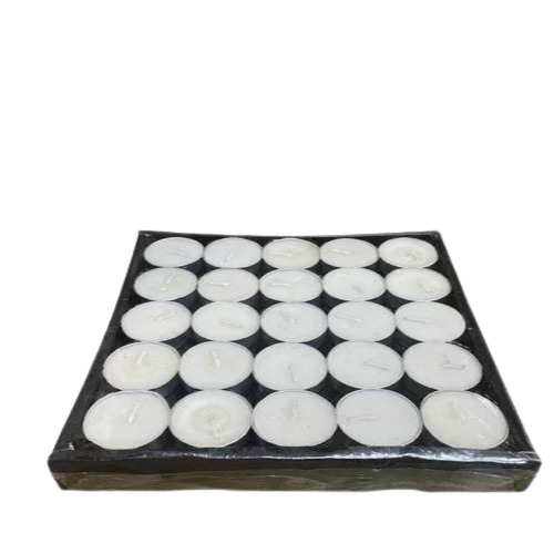 Plain Tea Light Candles - Paraffin Wax, Round Shape, White Color | Flame-less, Cotton Wick, Ideal for Birthdays, Home Decoration, Parties