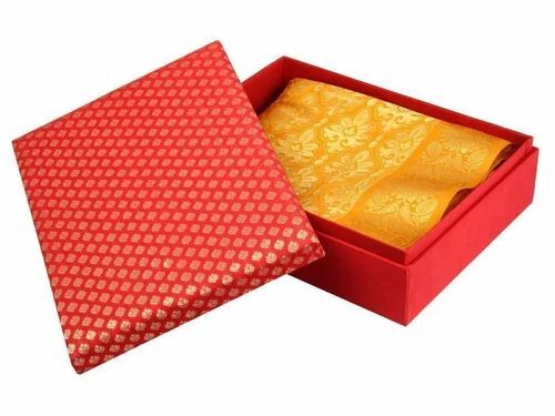 Saree Packaging Box - Fully Recycled Paper, 7.5 X 5.5 X 2.5 Inch , Red Color, Moisture Proof, Laminated Surface, Digital Printing (CMYK)