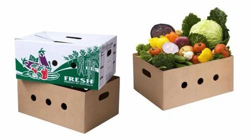 Vegetable Packaging Boxes - 10 Kg Capacity, Double Wall 5 Ply, Rectangular Shape | Brown Corrugated Paper Material