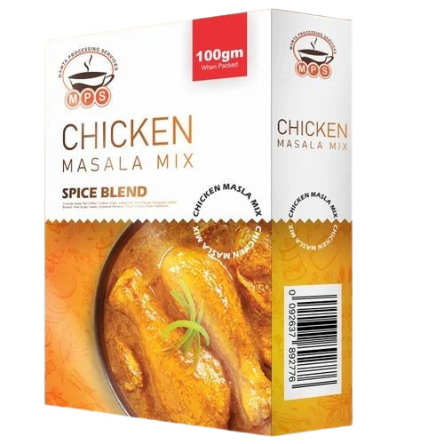 Chicken Masala Packaging Box - Duplex Paper, 200 gm Capacity | Multicolor Printed Design