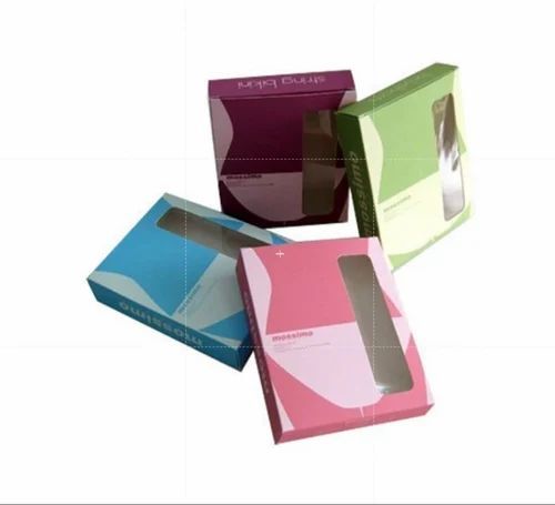 Printed Apparel Packaging Box - Cardboard, 5 x 4 x 1 Inch | Multi-Color, Rectangular Shape, PVC Laminated Surface Coating, Printed Pattern