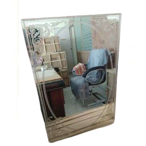 Printed Glass Mirror - Rectangular Multisize | Silver Glass Finish, Wall Mounted, Ideal for Bathroom Surfaces