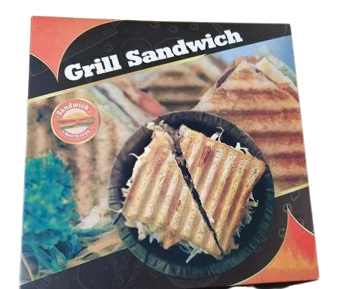 Sandwich Packaging Box - Paper Material, 178x178x45 mm Size, Multi Color Design | Square Shape, Folding Carton Style, Printed Finish