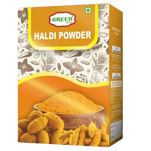 Turmeric Powder Packaging Box - Duplex Paper, 200 gm Capacity | Multicolor Printed Design