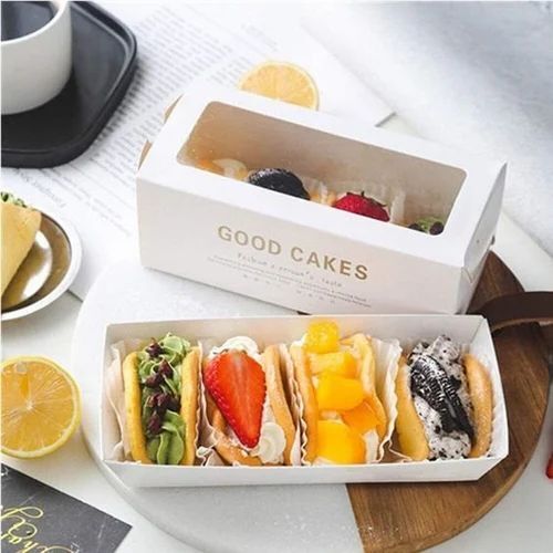 Bakery Products Packaging Boxes - Cardboard, White Color | Printed Design for Stylish Bakery Presentation