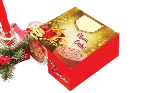 Cake Packaging Box - Cardboard, 500 Gram Capacity, Rectangular Shape, Printed Pattern , Multi-Color Design