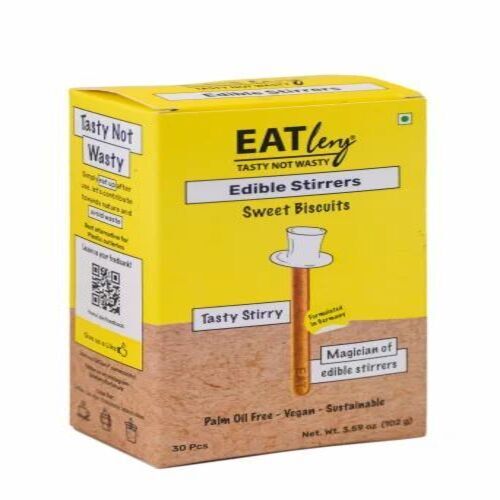 Edible Stirrer Sweet Biscuits - Soft, Spoon-Shaped Snack | Sweet Taste, Single Packaging, Ideal for Enjoying with Desserts