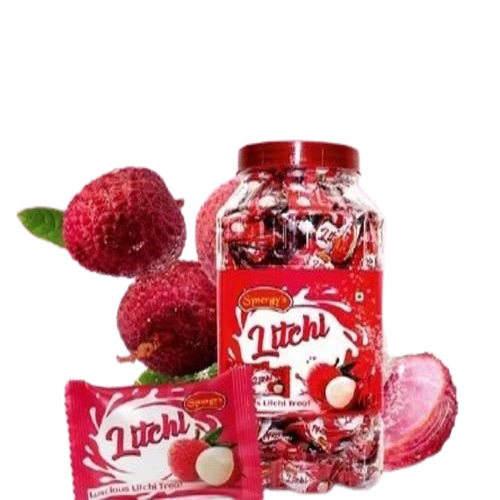 Litchi Flavored Candies - 200 Pieces Round Shape Eggless Sweet Taste Nimbu Pani Flavor Solid Form 12 Months Shelf Life