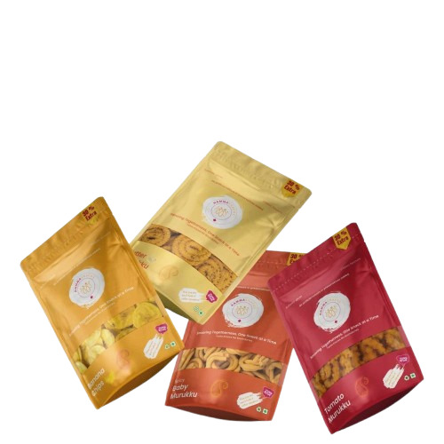 Snack Food Packaging Pouches - LDPE, 12*18 Inches, Multi Color, Heat Sealed, Matte Finish, Printed Rotogravure, Multi Layer Lamination