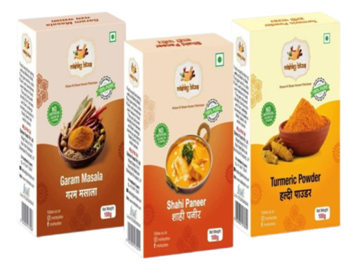 Spice Packaging Box - Unbleached Kraft Paperboard Rectangular Shape Multi-Color Gloss Matte Effects Weight Capacity < 2 Kg 200-270 GSM