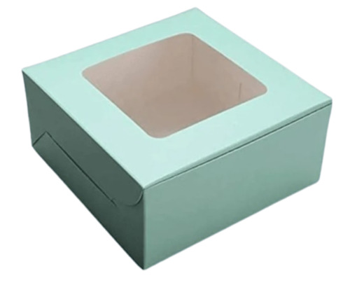 Window Cake Boxes - Cardboard, 10*10*5 Inch, Green | Printed Design, 400 GSM, Ideal for Gift Packaging and Presentation