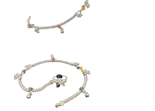 Fancy Silver Anklets Payal