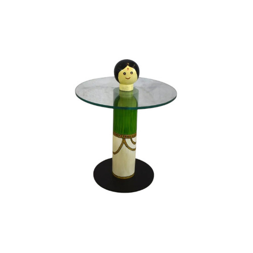 Polished Glass Top Side Table