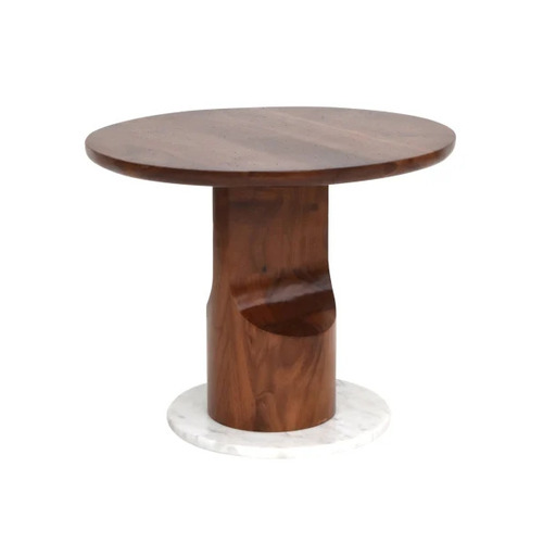 Round Sheesham Wood Top Side Table