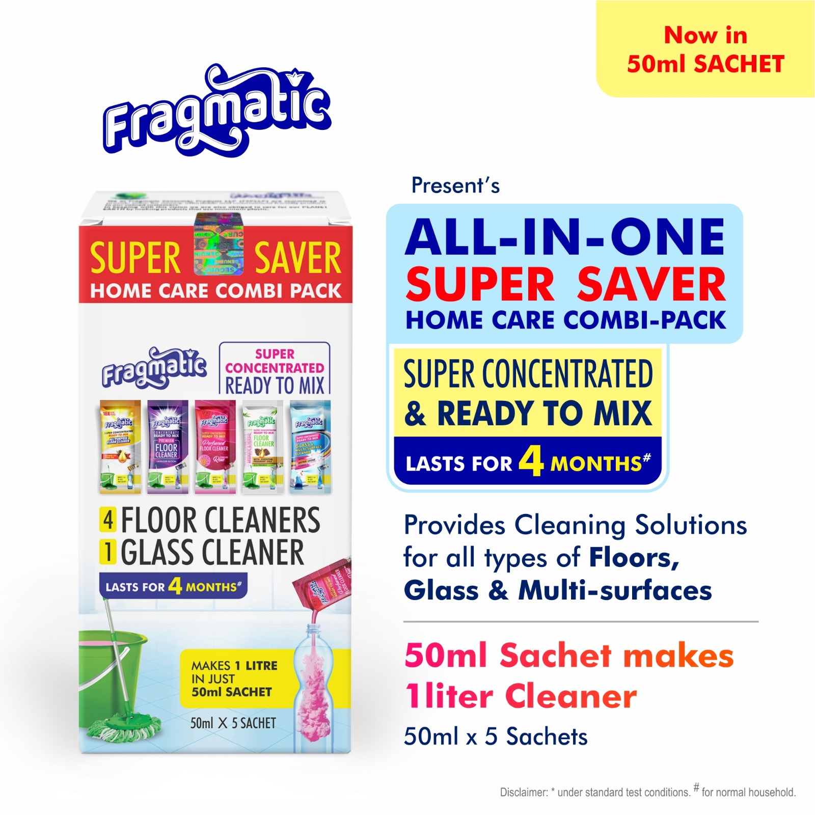 Fragmatic HOME CARE COMBI PACK (4 FLOOR CLEANERS & 1 GLASS CLEANER)