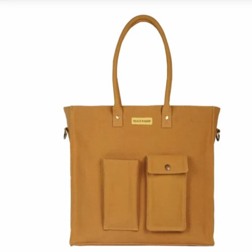 Yellow Canvas Ladies Handbag