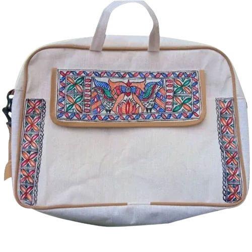 Embroidered Jute Laptop Bag