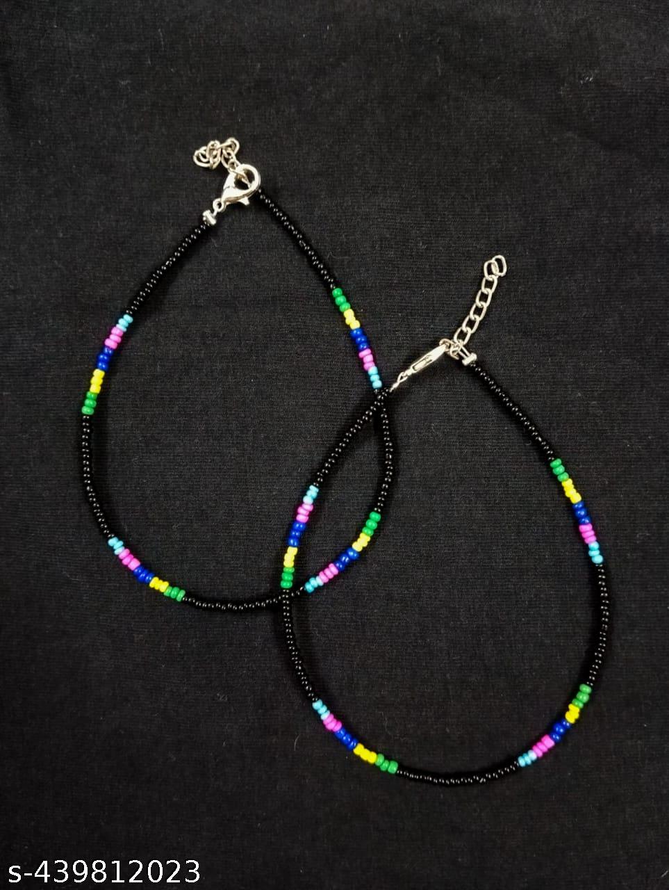 Multicolor Beaded Anklet Set - Ankle Jewelry 