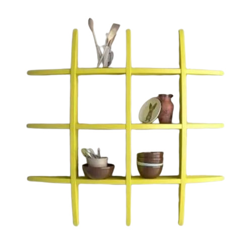 Yellow Wooden Wall Shelf