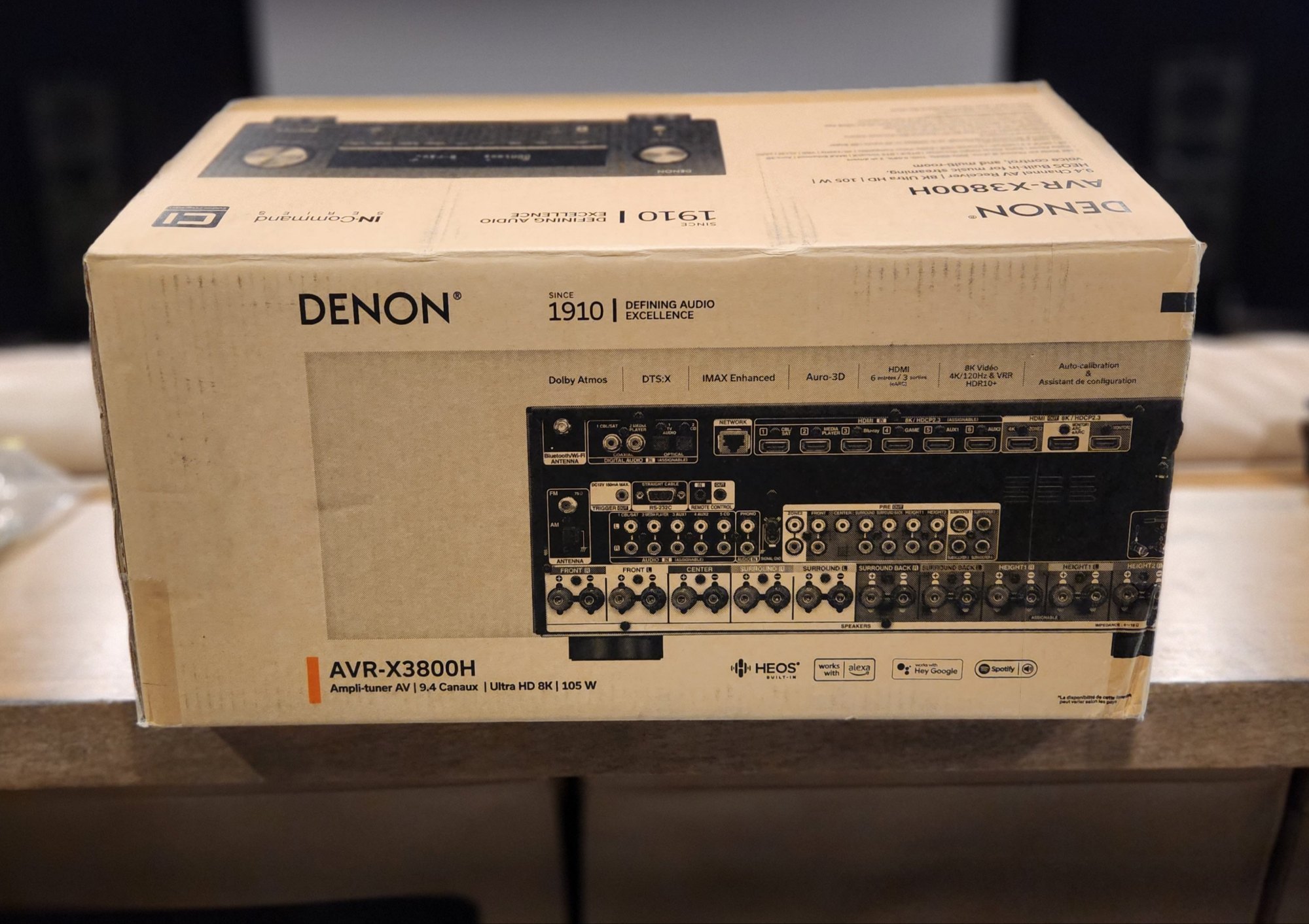 Denon AVR-X3800H 9.4-Ch Receiver - 8K UHD Home Theater AVR (105W X 9) Built-in Bluetooth, Wi-Fi & HEOS Multi-Room Streaming, Dolby Atmos, DTS:X, IMAX Enhanced & Auro 3D