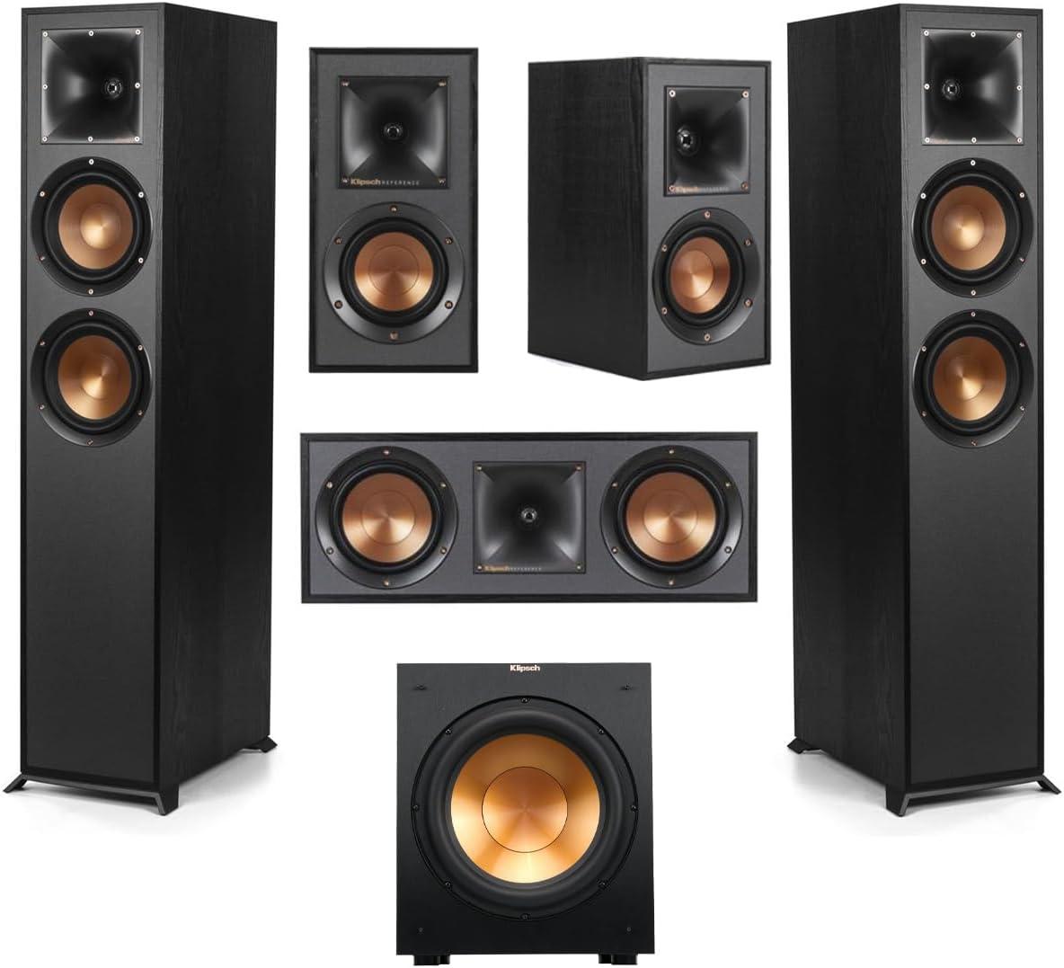 Klipsch Reference 5.1 Home Theater Pack with 2X R-620F Floorstanding Speaker, R-12SW Subwoofer, R-52C Center Channel Speaker and 2X R-41M Bookshelf Speaker