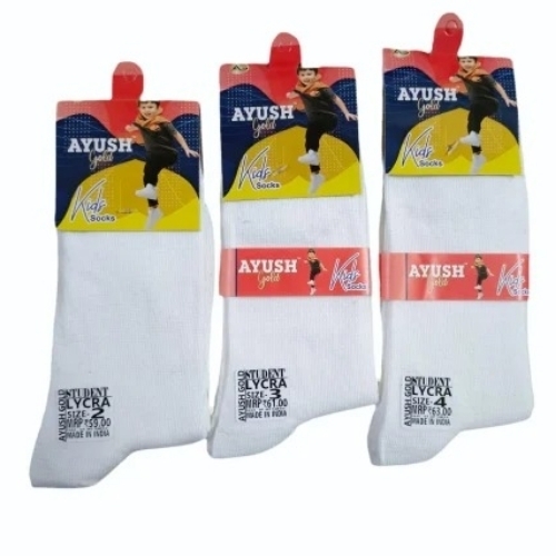 White Cotton Lycra School Socks