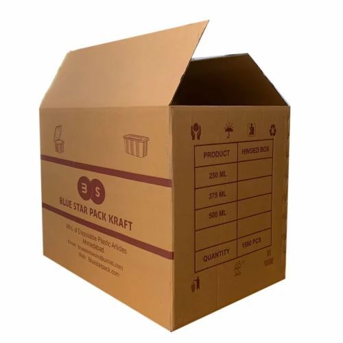 5 Ply Printed Corrugated Packaging Box - Virgin Kraft Paper, Brown, Rectangle, 5 Kg Capacity | Apparel, Electronic, Food, Gift & Crafts Use