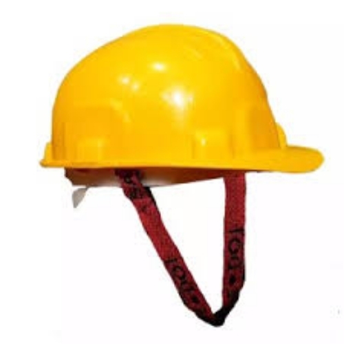 Safety Helmet - Hard Plastic Yellow, Open Face | Shock-Absorbing Suspension, Adjustable Chin Strap, Ventilated Design