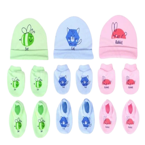 Baby Bootie Set - Cotton Woven Small, Multicolor | For 0-3 Months Girl & Boy