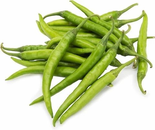 Green Chilli - A Grade Hybrid, Organic Raw, Common Shape, Cooked Style
