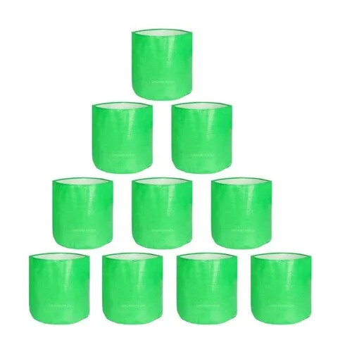 260 GSM HDPE Grow Bag 15x18 Inch - Green, Round, Durable and Movable for Home and Terrace Gardening with Drainage Hole and UV Stabilized Design