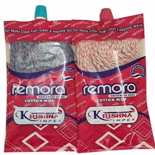Dual Cotton Mop Refill - Cotton, Standard Size, Orange Blue White | Easy To Clean, Floor Home Use