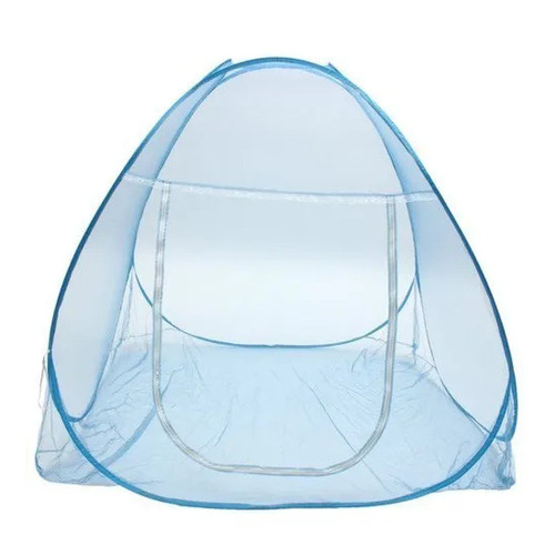 Blue Foldable Mosquito Net - Polyester, 70x80 Inch, Queen Size, Blue | Washable, Home Use, Adult