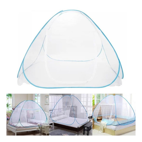 Foldin Double Bed Polyester Mosquito Net - 6.5x6.5 Feet, White, Washable, Foldable with Zip Closure
