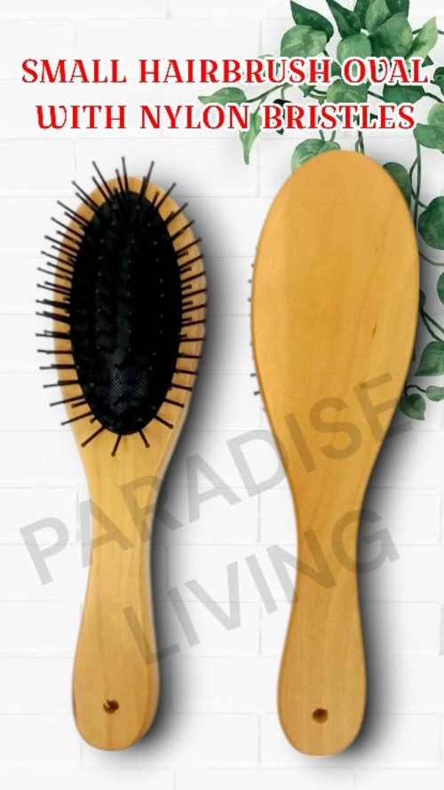 Wooden Hair Brush Oval Shape With Nylon Bristles