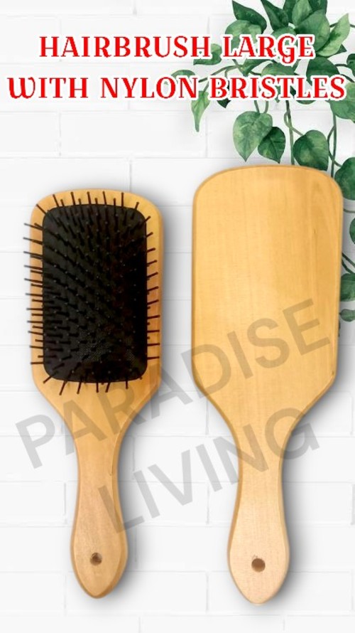 Wooden Hair Brush With Nylon Bristles - Color: Brown