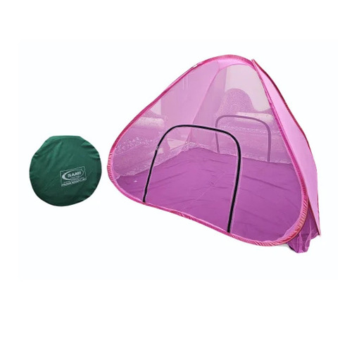 Embroidery Folding Double Bed Mosquito Net - Poly Cotton, Pink, Diamond Shape | Indoor Use, Adults