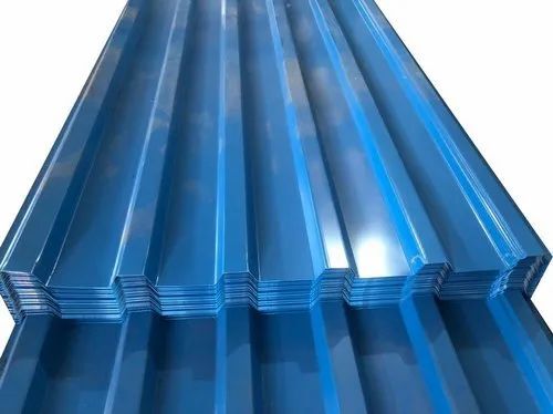 Ms Profile Roofing Sheets - Galvanized Iron 3x8 Foot Blue Fine Finished Durable Polished Surface 0.50mm Thickness