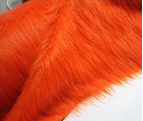 Orange Faux Fur Fabric - Application: Na