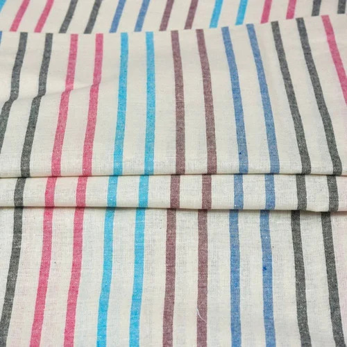 Flax Multi Colour Stripe Cotton Fabric 58" - 100% Cotton 58" Width Washable Shrink Resistant | Textile Industry Use