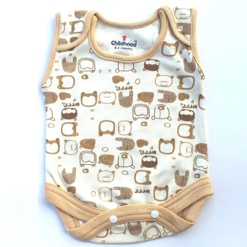 Brown Printed Baby Romper