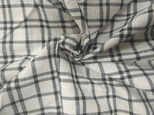 Double Line Check Pure Cotton Fabric 58 Inch