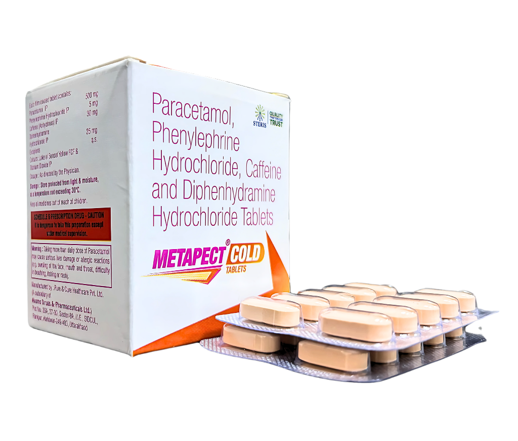 Paracetamol, Phenylephrine Hydrochloride, Caffeine And Diphenhydramine Hydrochloride Tablets - Packaging: Carton