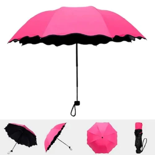 Pink Plain Polyester Umbrella