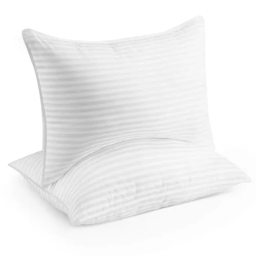 Fibre Pillow - Cotton Foam Filling, White | Soft Breathable Fabric, Lightweight, Durable, Hypoallergenic, Machine Washable