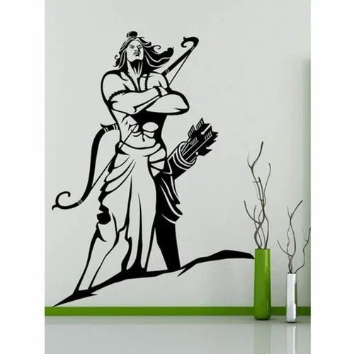 Lord Ram PVC Wall Sticker - 120x90 cm, Multicolor Printed, Designer Rectangular