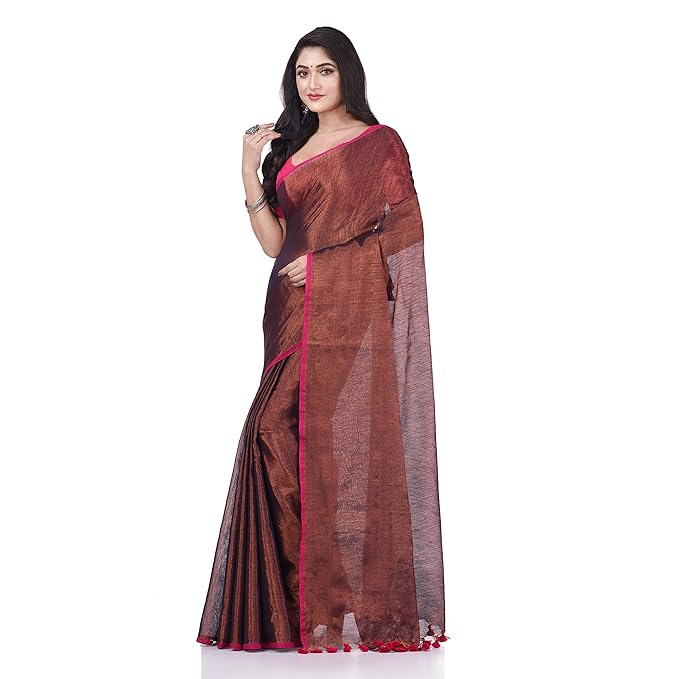 Womens Bengal Mayurkonthi Color Changer Tissue Handloom Cotton Saree With Blouse Piece