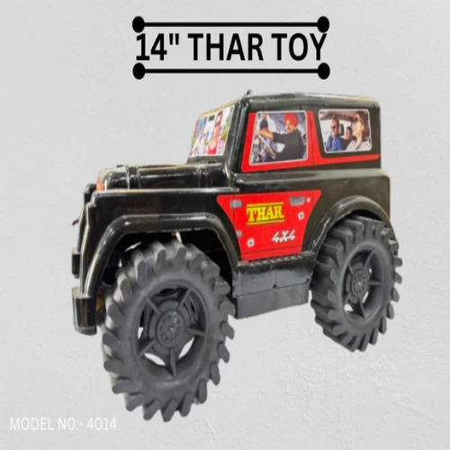 14 Inch Thar Car Toy - ABS Plastic, Multicolor | Pull-Back Action, Rolling Wheels, Off-Road Style