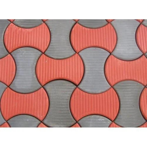 Concrete Interlocking Damru Paver Block - Color: Red